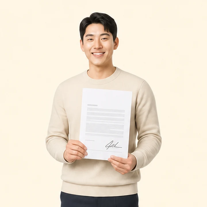 개인회생 현대 캐스퍼 장기렌트 서면 견적서를 들고 있는 고객